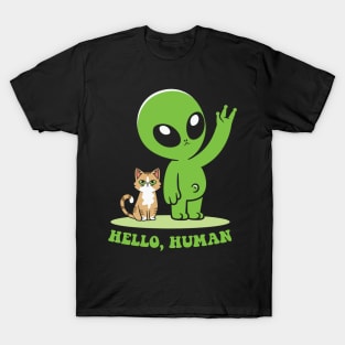 Alien & Cat Hallo, Human T-Shirt